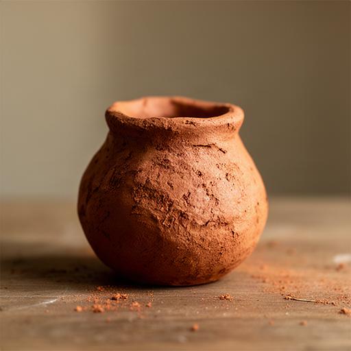 Piccolo vaso tondo in terracotta con texture ruvida